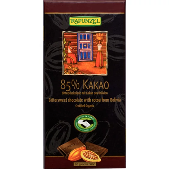 Rapunzel bio keserűcsokoládé 85% 80 g